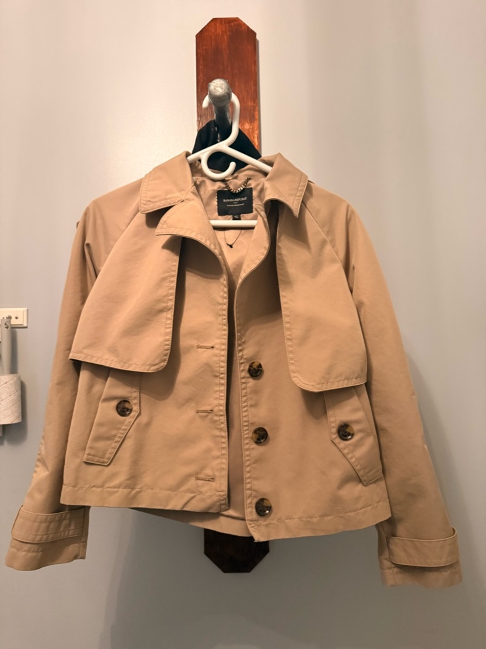 Banana Republic Tan Cropped Trench Coat XS - Picture 5 of 9